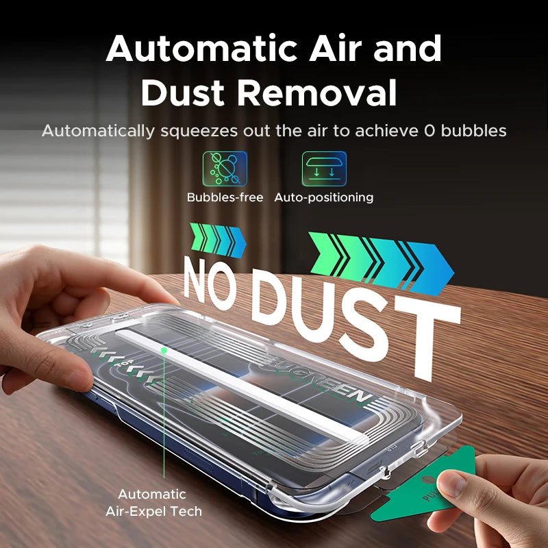 UGREEN Automatic Dust-free Screen Protector for iPhone 17 Pro Max, 16 Pro & More—2 Pack