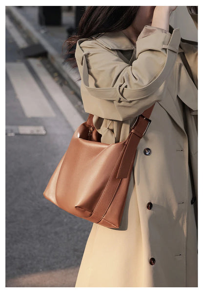 FOXER Large Soft Split Leather Shoulder Bag
