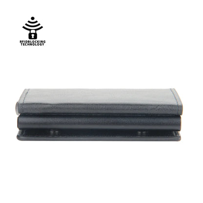 Magnetic RFID Blocking Credit Card Holder Men Wallets Anti Theft Aluminum Metal Pu Leather Small Pop Up Wallet Cardholder Case