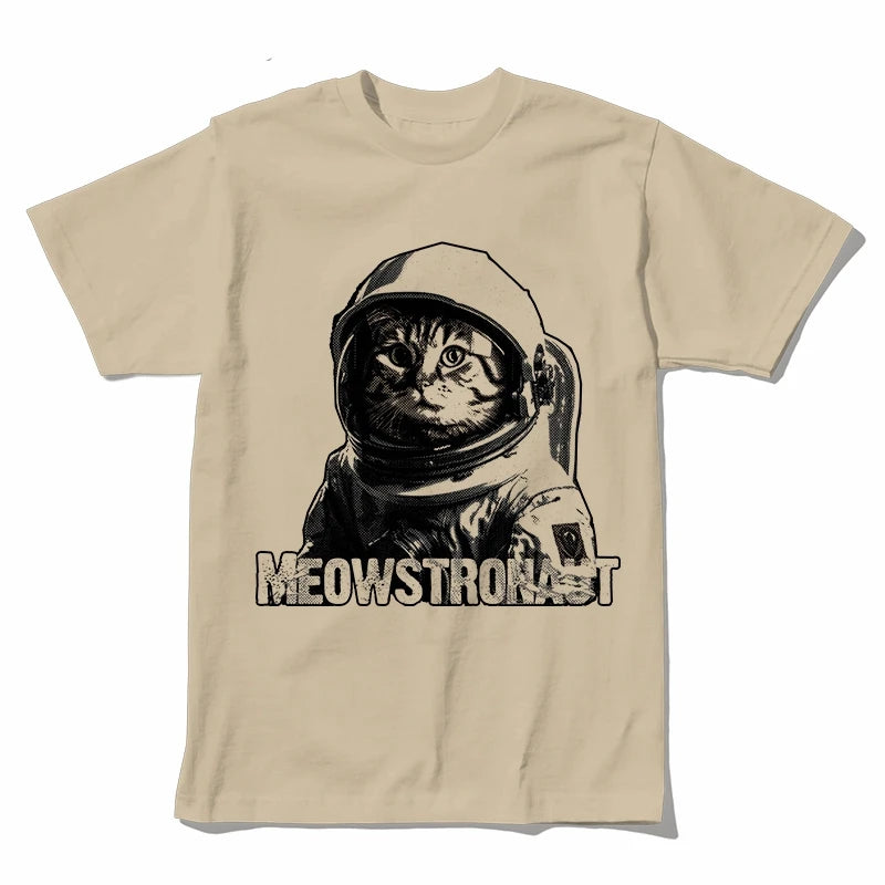 COOLMIND U0012 Astronaut Cat Graphic Cotton Tee