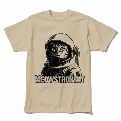 COOLMIND U0012 Astronaut Cat Graphic Cotton Tee