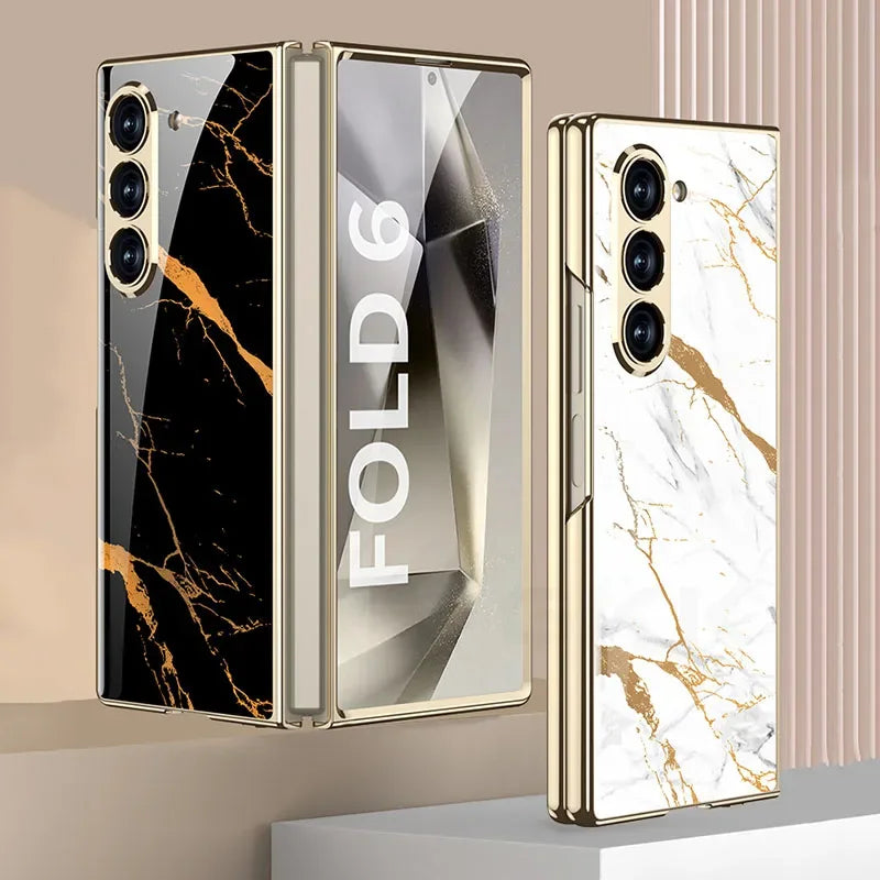 GKK Painted Tempered Glass Case for Samsung Galaxy Z Fold 6 & Galaxy Z Fold 5 Case - ShopHub