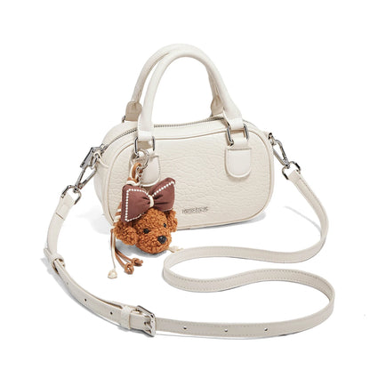 FOXER White Cowhide Leather Women's Shoulder Bag
