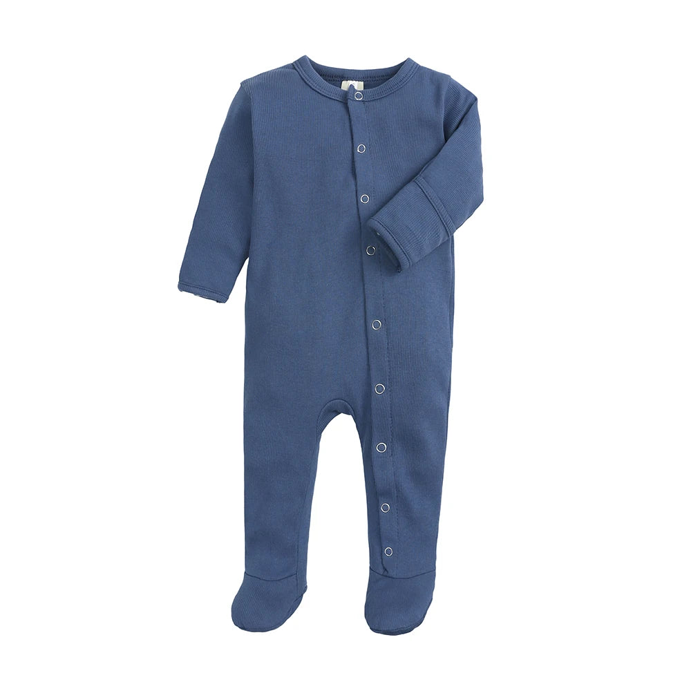 Kids Tales Tiny Steps Ribbed Cotton Footed Baby Romper
