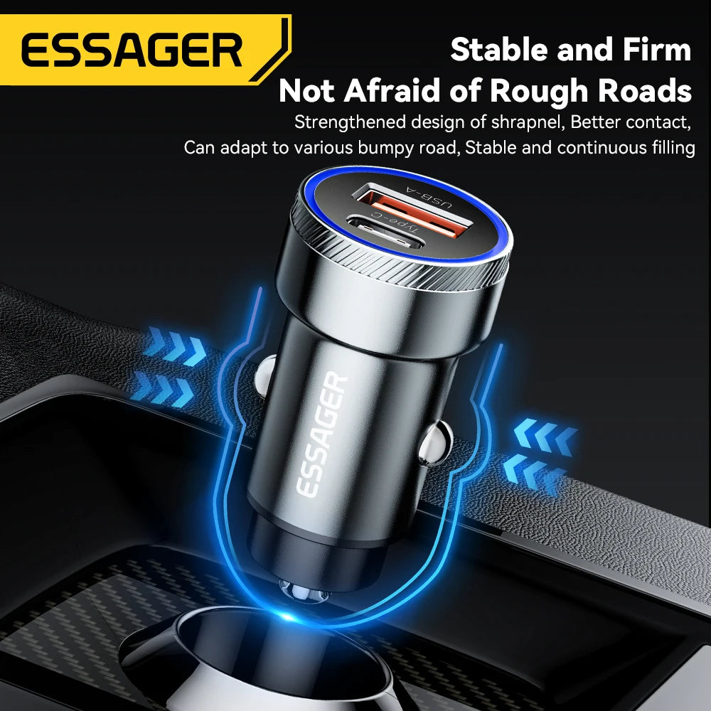 Essager 54W Dual-Port Car Charger – Fast Charge Your Devices on the Go