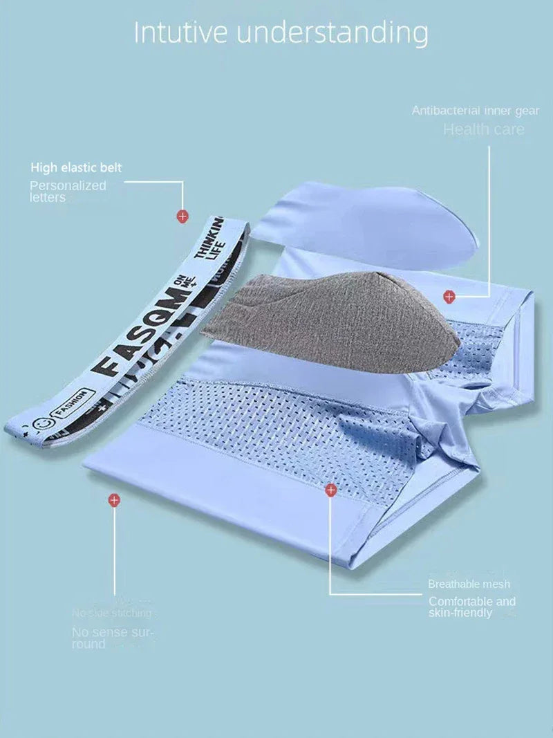 Men's 4 Pack Mesh Ice Silk Boxer Shorts - ShopHub