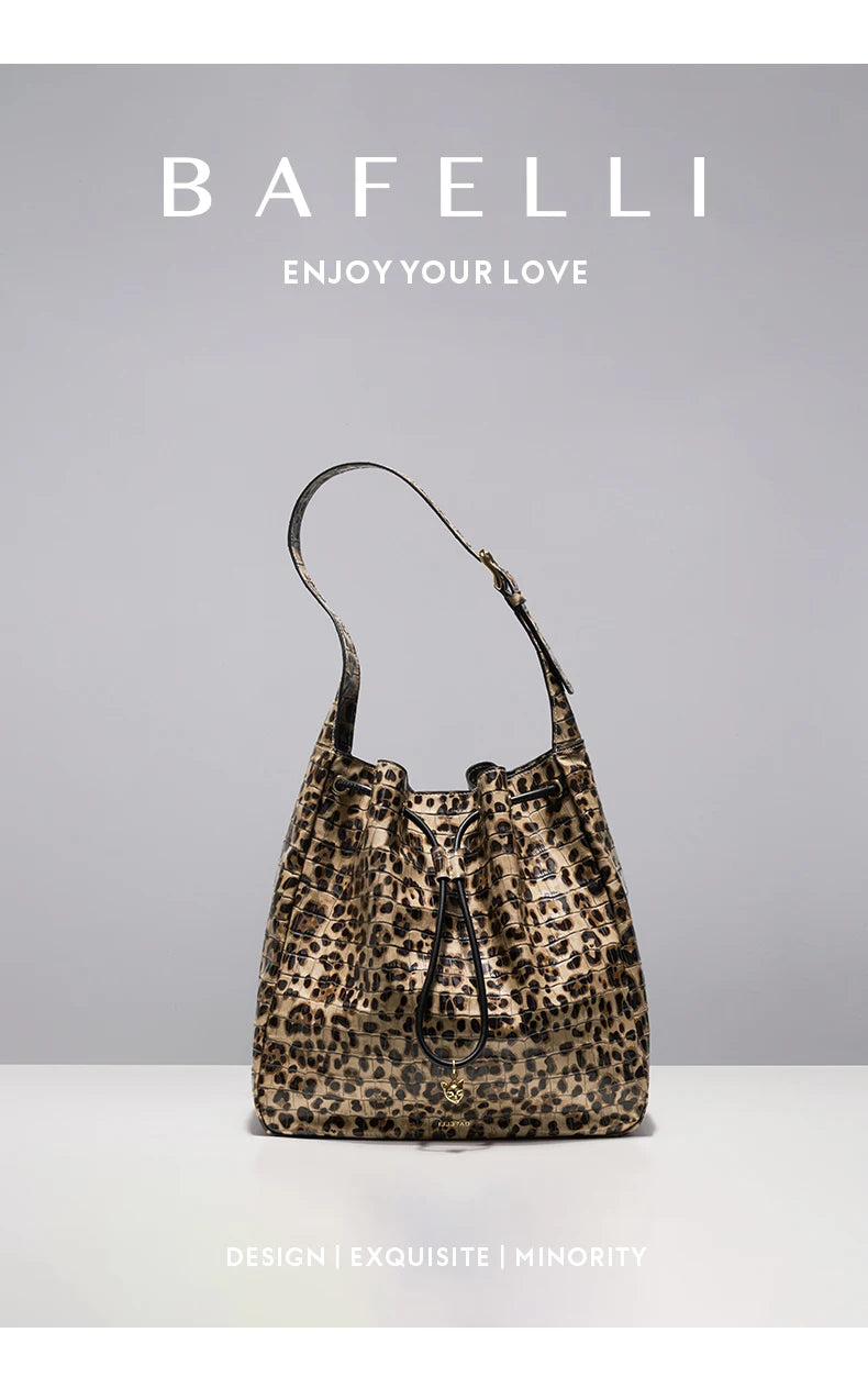 BAFELLI Leopard-Print Cow Leather Hobo Bag