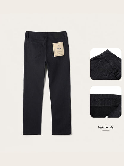 SIMWOOD 2026 Autumn 14oz Fabric Jeans Men Washed Vintage Black Denim Pants Retro Casual Trousers Male Clothing