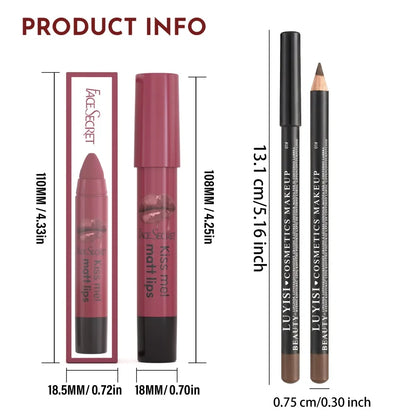 2pcs/Set Professional Lip Liner & Lipstick Kit