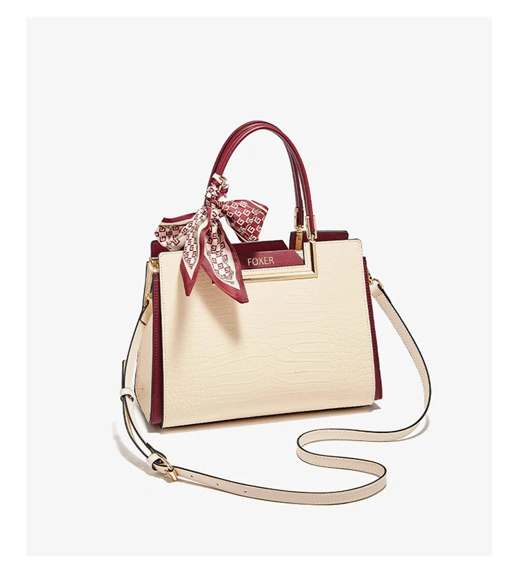 FOXER Luxury Leather Handbag — Premium Cowhide Craftsmanship