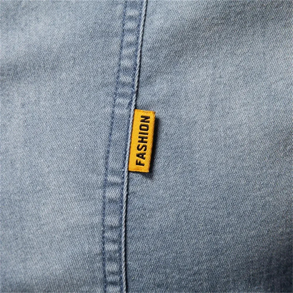 AIOPESON Men's Cotton Denim Slim Fit Shirts - ShopHub