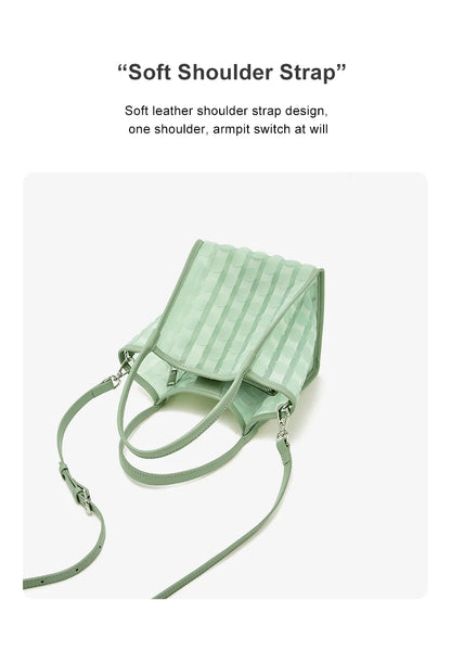 FOXER Light Green Women's Tote Bag, Fashion Waterproof TPU Handbag for Summer Travel & Commute, Lightweight Lady's Shoulder Bag