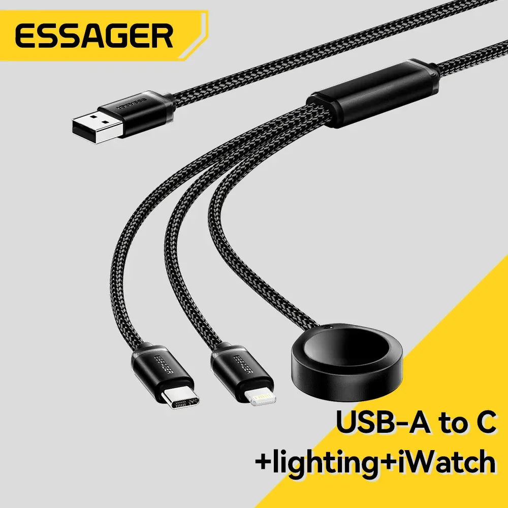 Essager 3 in 1 Multi USB A Charging Data Cable - ShopHub