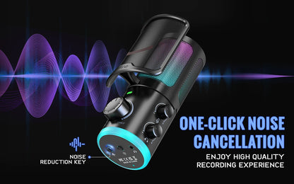 FIFINE USB Gaming Microphone: Premium Quality with Noise Cancellation & RGB Lighting