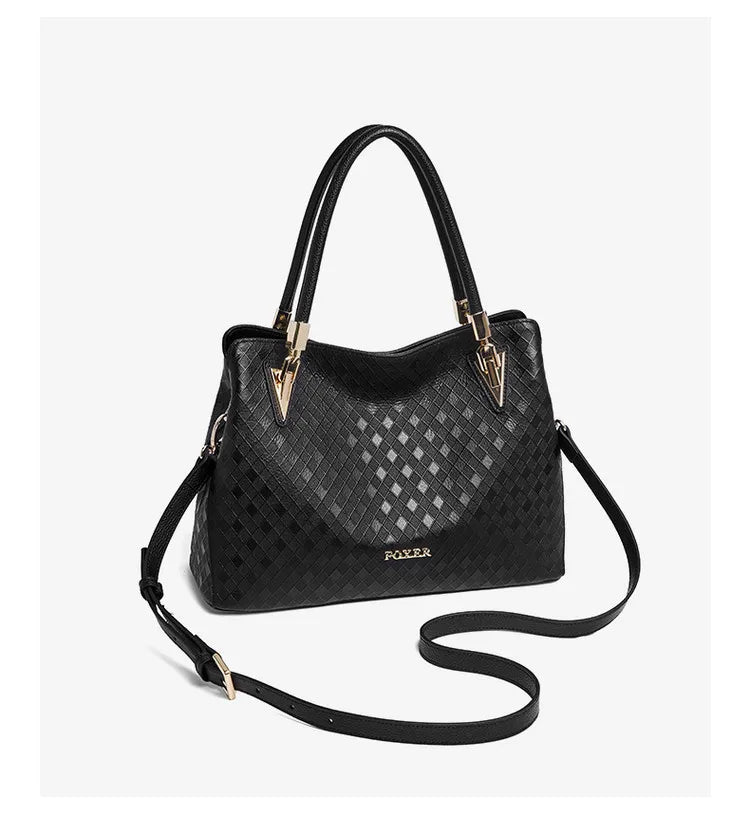FOXER Lady's Handbag Genuine Leather 2026 Elegant Female Shoulder Bag Luxury Design Crossbody Bag Diamond Embossing Commute Work