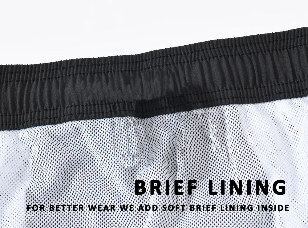 Datifer Brand men's summer boardshorts with solid polyester fabric, breathable mesh lining, side pockets, ideal for gym and swim.
