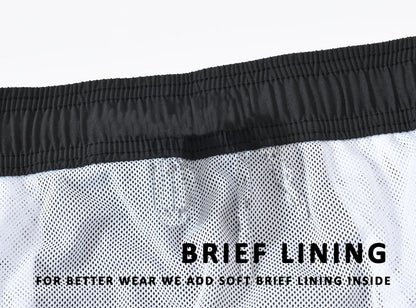 Datifer Brand men's summer boardshorts with solid polyester fabric, breathable mesh lining, side pockets, ideal for gym and swim.
