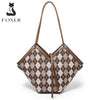 FOXER Brand Chic Women's Shoulder Bag 2026 New Spring Summer Luxury Design Female Handbag Purse Fashion Large Plaid Tote Bag