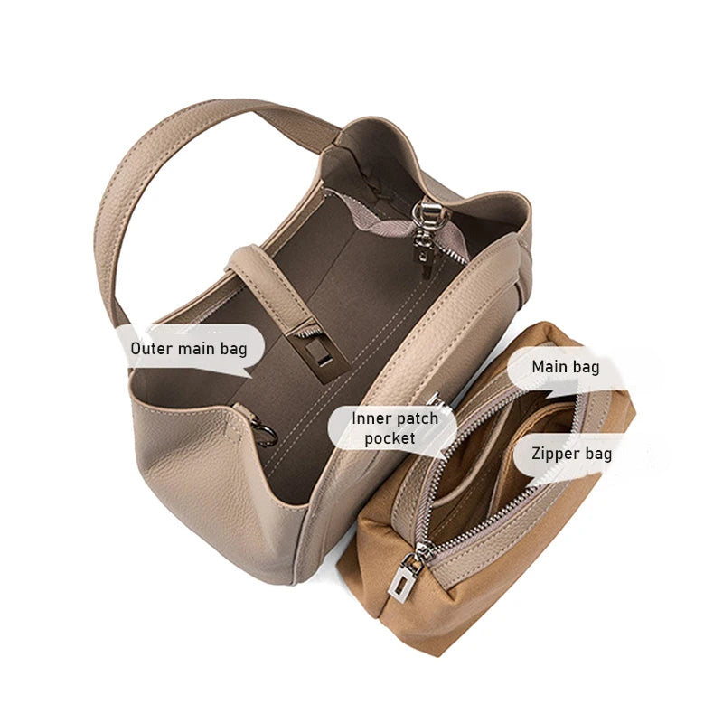 FOXER Brand Genuine Leather Women's Handbag 2026 Fashion Female Bucket Bag Luxury Design Shoulder Bag Versatile Crossbody Purse