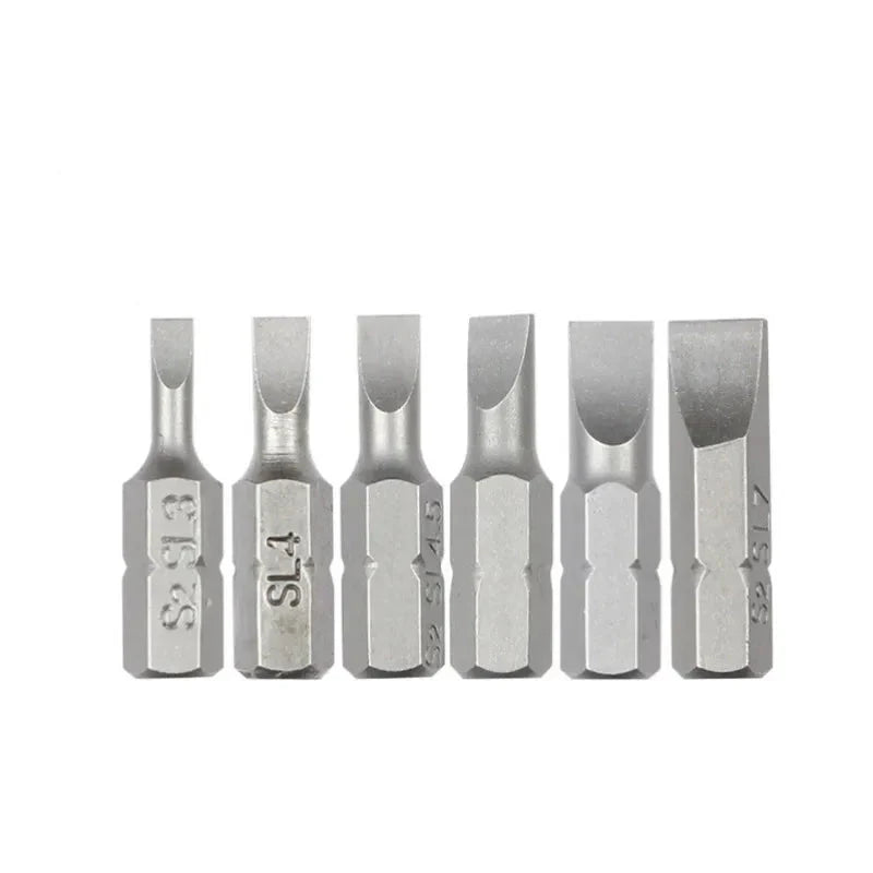 S2 Steel Slotted Screwdriver Bits Set – 1/4" Shank (6 different types available) Habicare