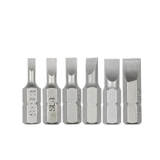S2 Steel Slotted Screwdriver Bits Set – 1/4" Shank (6 different types available) Habicare