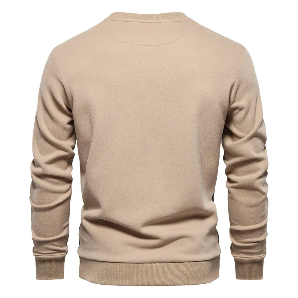 AIOPESON Patchwork Cotton-Blend Crew Neck Sweatshirts - ShopHub