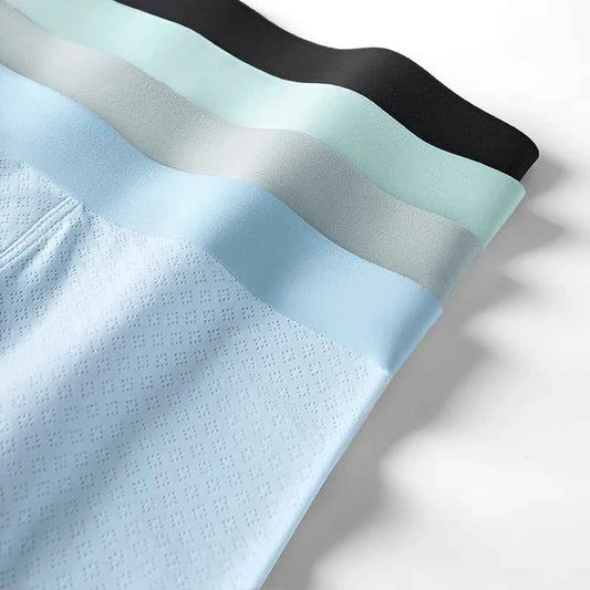 MiiOW 3Pcs Silky Ice Silk Men's Summer Underwear Boxers 7A Antibacterial Men Panties Mesh Breathable Man Underpants Boxer Briefs