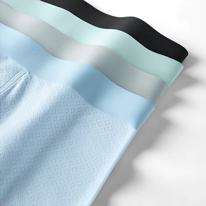 MiiOW Men's Ice Silk Boxer Briefs - 3Pcs Antibacterial Breathable Underwear