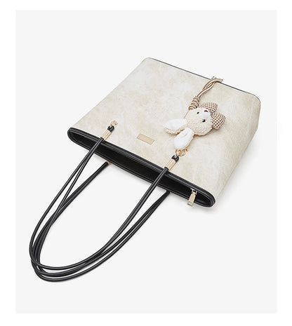 FOXER Designer Women's Tote Bag High Quality PVC Leather Female Handbag Trendy Casual Commuter Shoulder Bag with Pendant