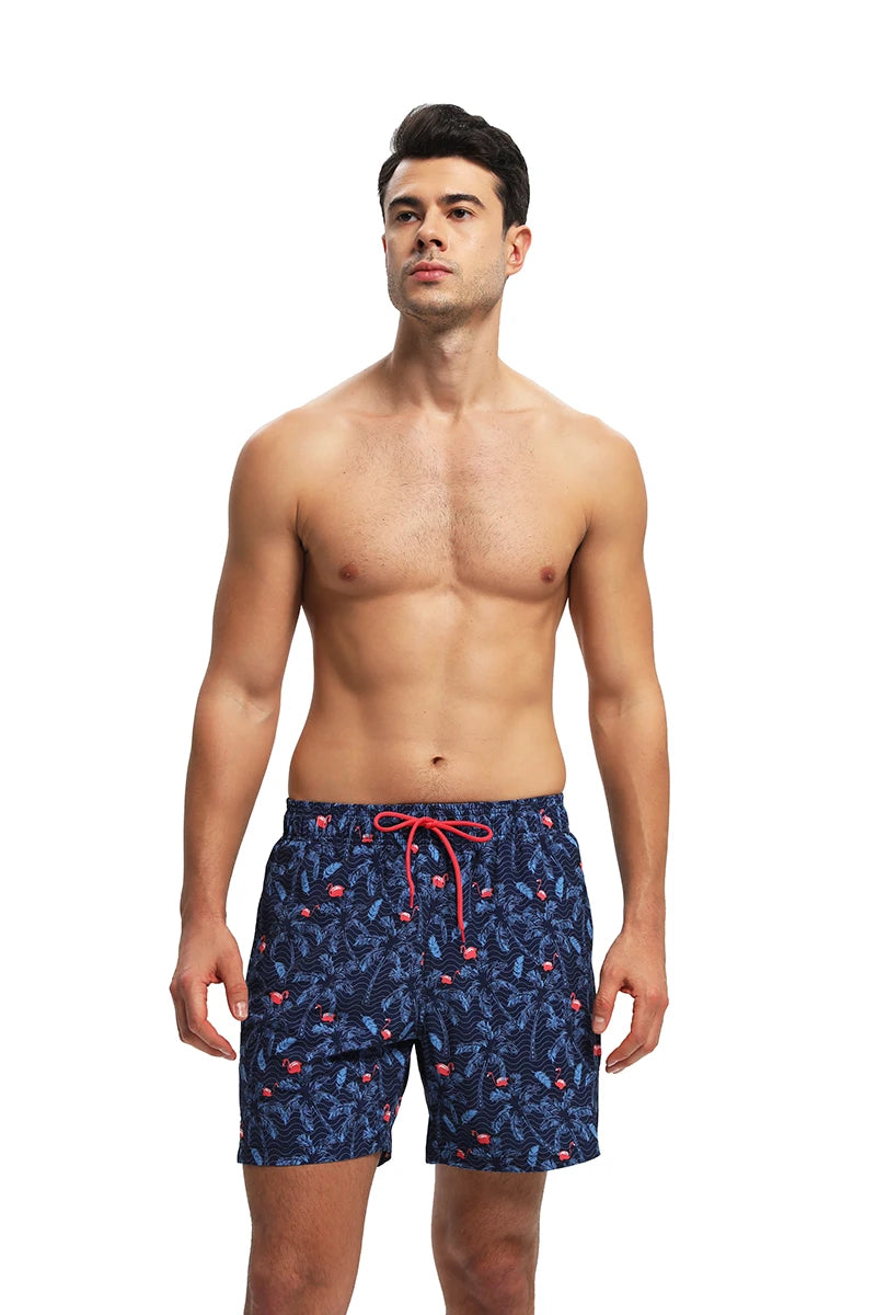 Men's polyester boardshorts with side zipper pocket, long lining, ideal for gym, swim, or casual wear, by ShopHub NZ.