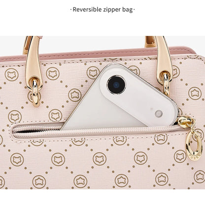 FOXER Vintage Leather Women Handbag Classic Top‑Handle Tote Bag PVC Leather Large Capacity Shoulder Bag Ladies Crossbody Purse