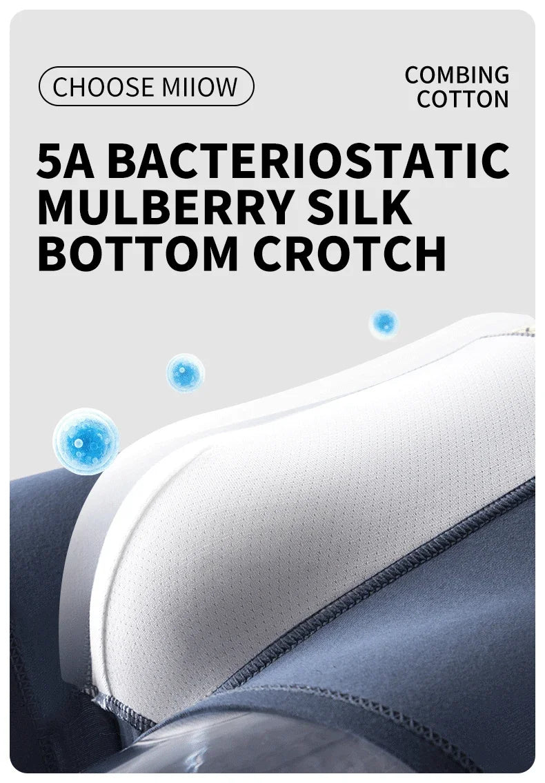 MiiOW 6Pcs Men's Cotton Underwear - Soft Antibacterial Breathable Boxer Briefs with Cotton Crotch
