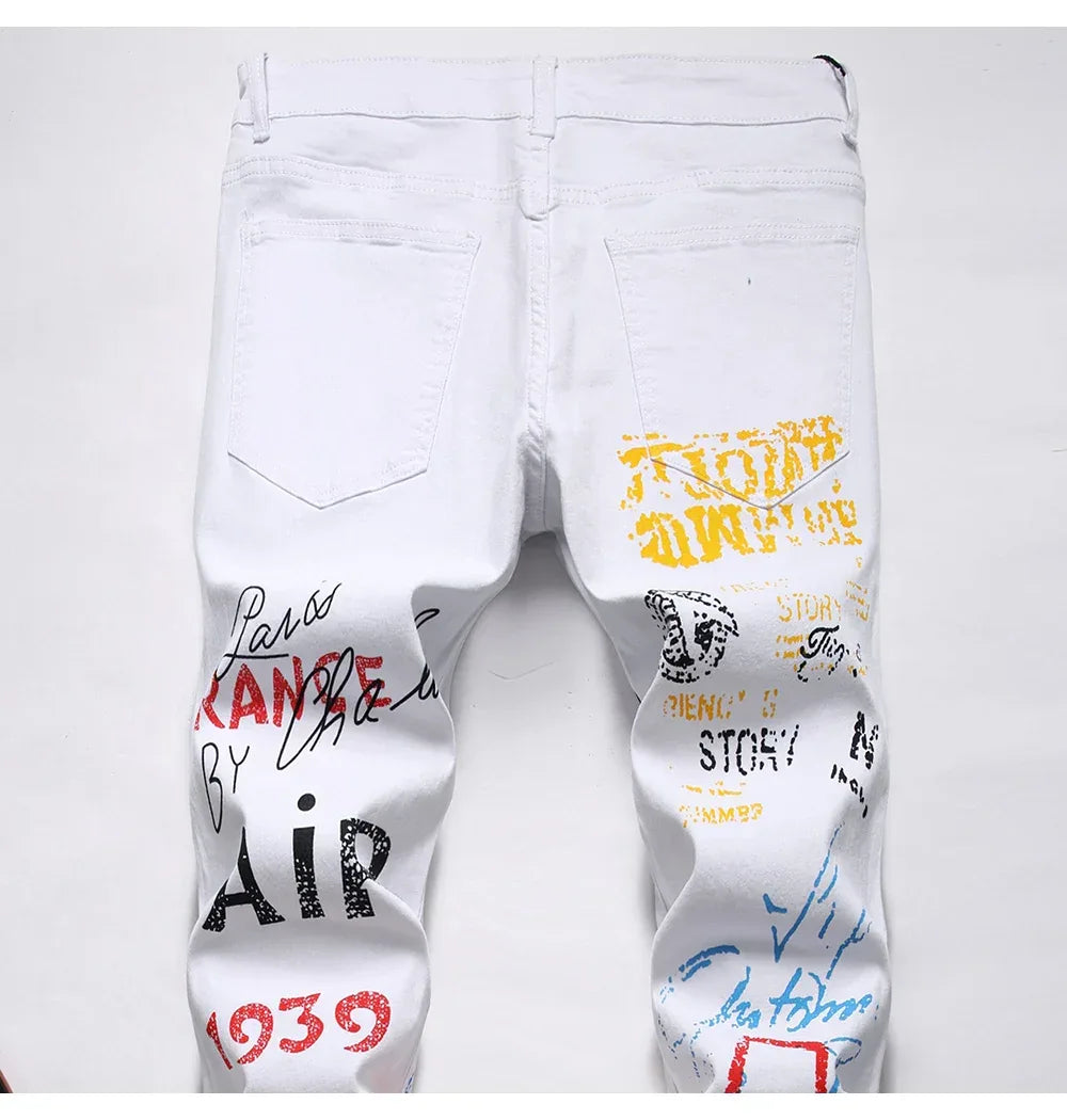 Men's Stylish Jeans Featuring Unique Letter Prints and patterns - ShopHub