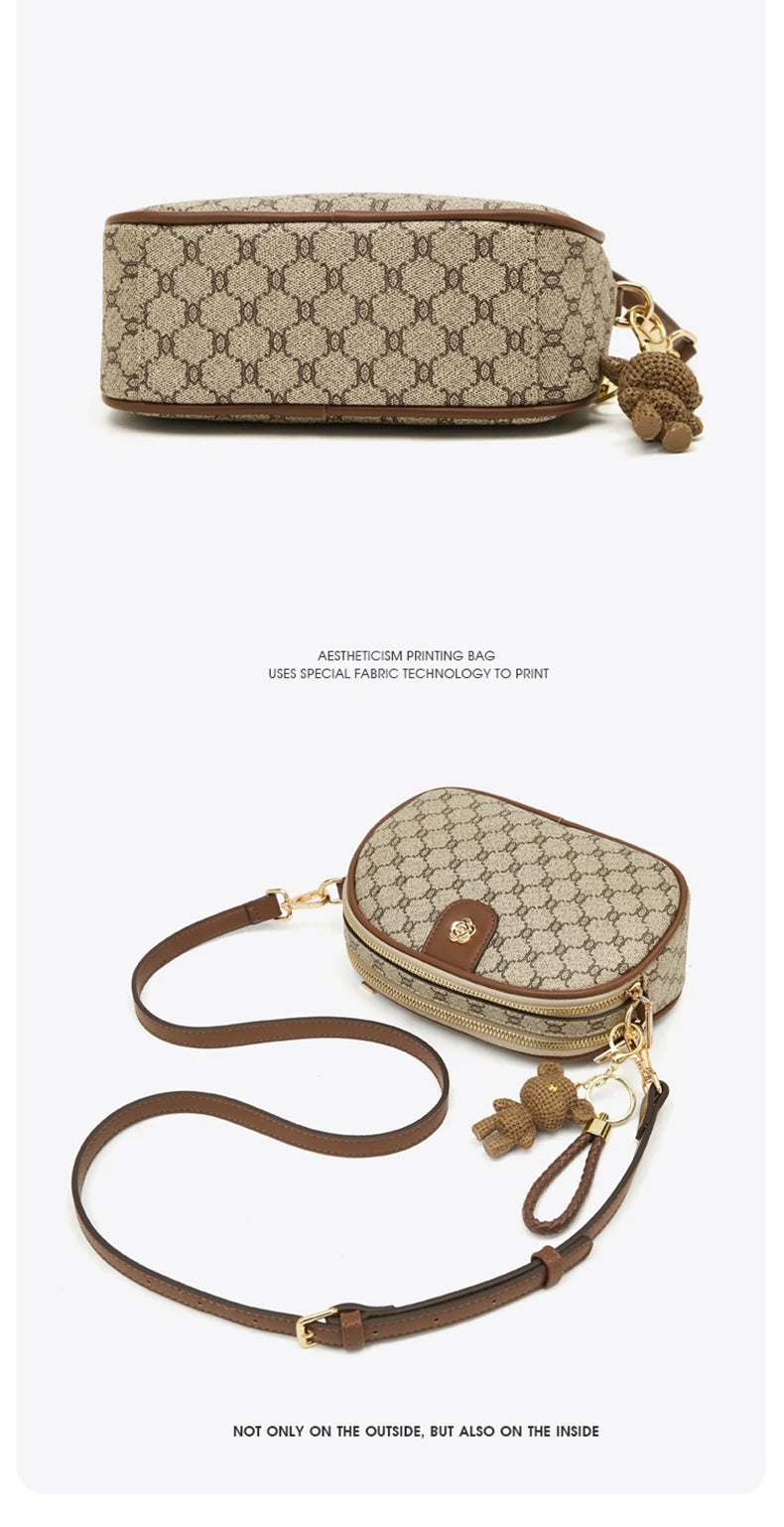 FOXER Women Small Shoulder Bag Fashion Monogram PVC Lady Crossbody Handbag with Adjustable Strap
