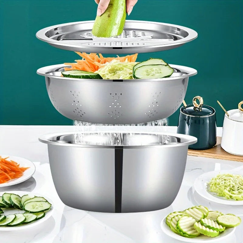 2Pcs Stainless Steel Kitchen Bowls with Lid