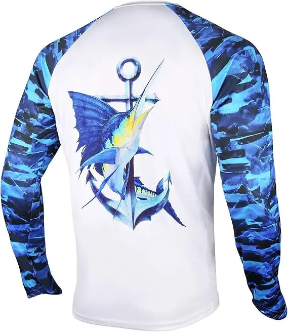 Men's Fishing Hoodie with 3D Printed Sun Protection Suit - Long Sleeved Fishing Top