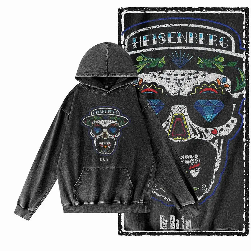 Heisenberg Graphic Acid-Washed Black Hoodie