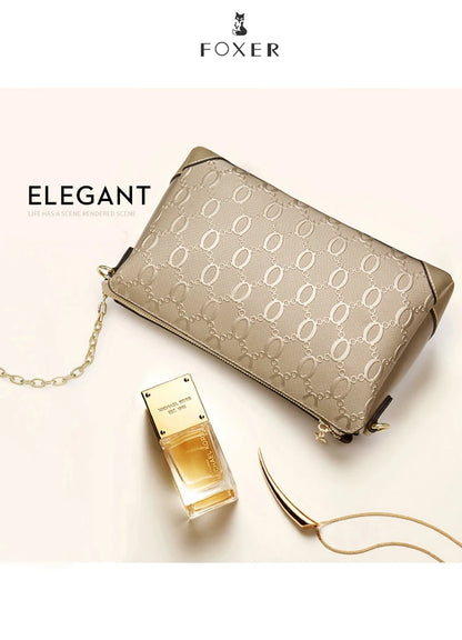 FOXER 2026 Spring Summer Women's Crossbody Bag Split Leather Fashion Chain Shoulder Bag Luxury Commuter Lady Cellphone Purse