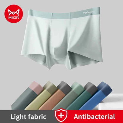 MiiOW 3Pcs Silkly Cool Men Underwear Boxers Antibacterial Crotch Men's Panties Autumn Winter Soft Skin-friendly Man Boxer Briefs
