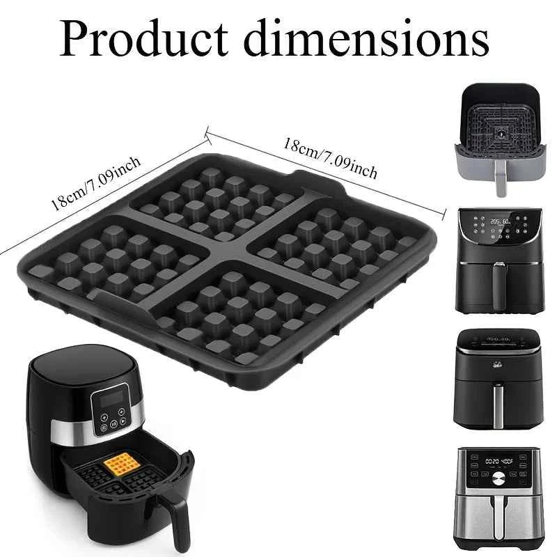 Square Waffle Mold, Non-Stick Baking Pan for Air Fryer, Reusable for Belgian Waffles Pancakes