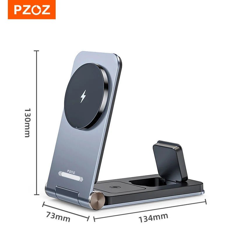 PZOZ 3-in-1 Foldable Magnetic Wireless Charging Stand – Green