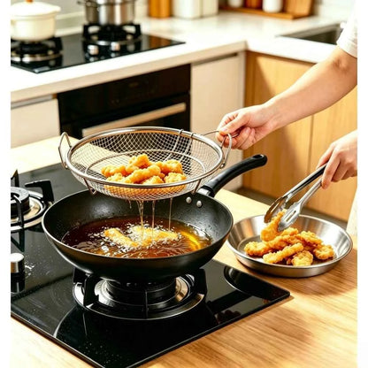 3Pcs Kitchen Accessories, Stainless Steel Drain Basket, Tray & Food Tongs, Durable Kitchen Tools, Practical Kitchen Items