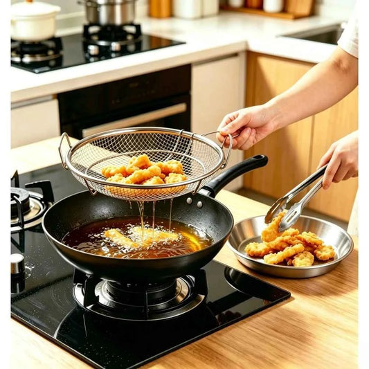 3Pcs Kitchen Accessories, Stainless Steel Drain Basket, Tray & Food Tongs, Durable Kitchen Tools, Practical Kitchen Items
