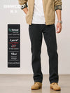 SIMWOOD 2026 Autumn New Loose Straight 13oz Elastic Fabric Jeans Men Washed Vintgae Basic Black Denim Trousers