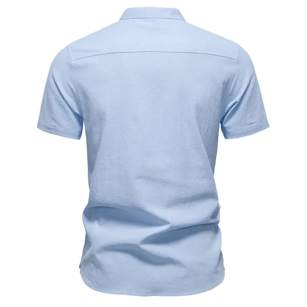 AIOPESON Men's Short Sleeve Linen Shirts - ShopHub