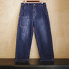 Maden 15oz Slub Cotton Denim Jeans Vintage Men's Washed Blue Straight Tapered Trousers Pants with Pockets for Men Autumn Winter