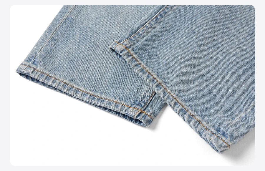 SIMWOOD 2026 Autumn Winter New Loose Straight 13oz 100% Cotton Fabric Jeans Men Washed Vintage Classical Denim Trousers