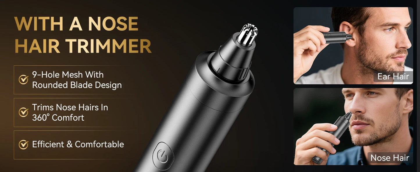 Kensen S29 Hair Trimmer - 2 in 1 Adjustable Hair Clipper Kit with Electric Razor for Wet/Dry Hair Cutting and Nose Hair Trimming