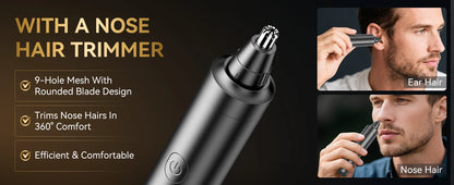 Kensen S29 Hair Trimmer - 2 in 1 Adjustable Hair Clipper Kit with Electric Razor for Wet/Dry Hair Cutting and Nose Hair Trimming
