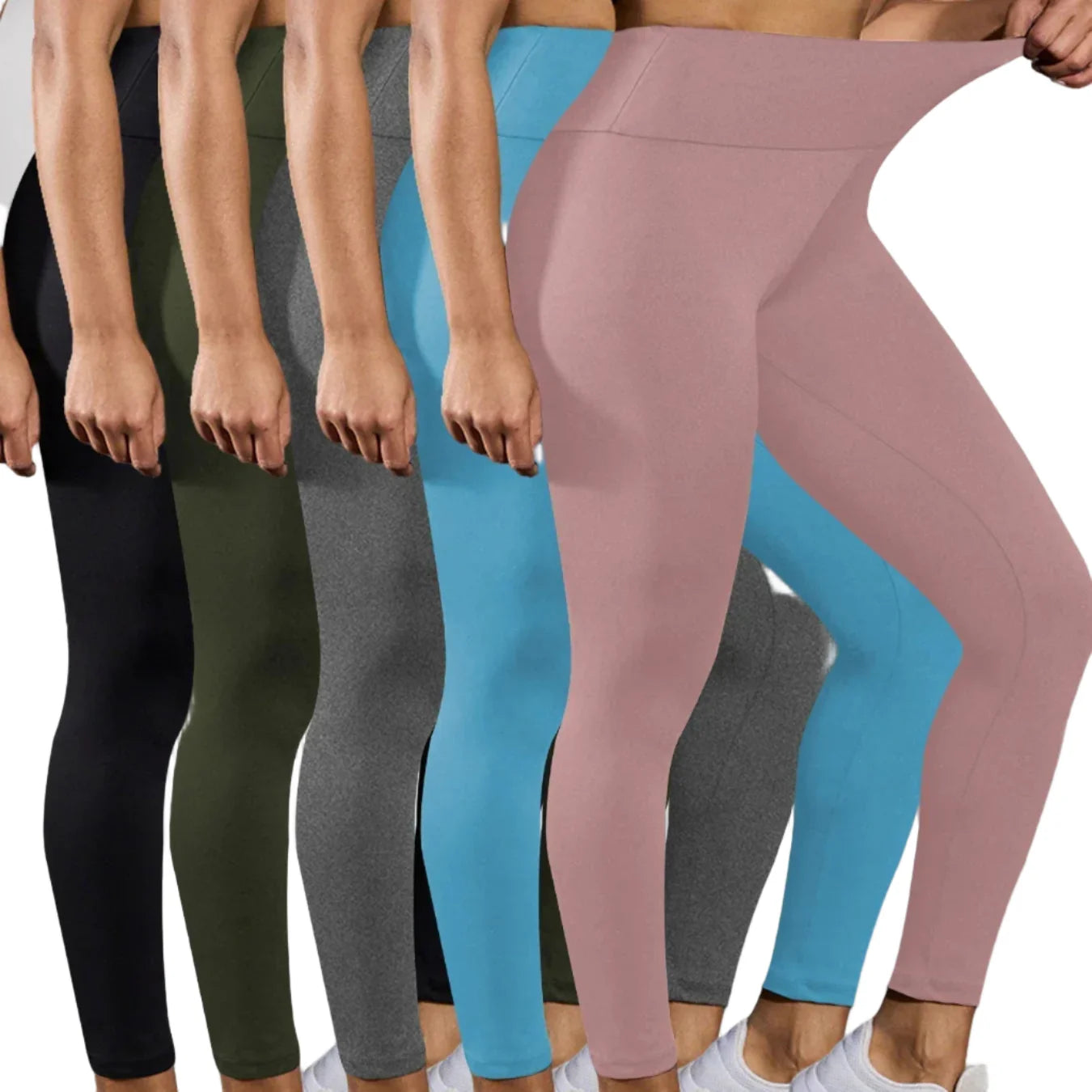 5-Pack of Women's High-Waisted Workout Leggings (various sizes and colours available) Habicare